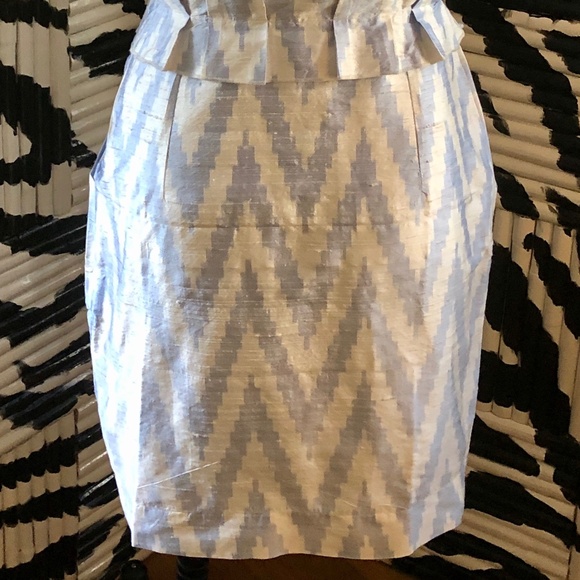 Calypso St. Barth Raw Silk Dress White Blue Large - Picture 6 of 8